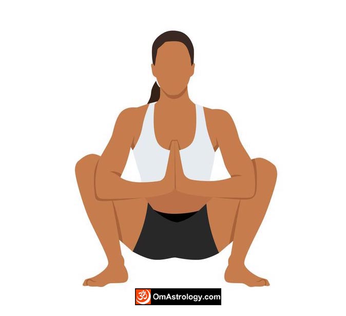 malasana yoga pose (garland pose) meaning uses